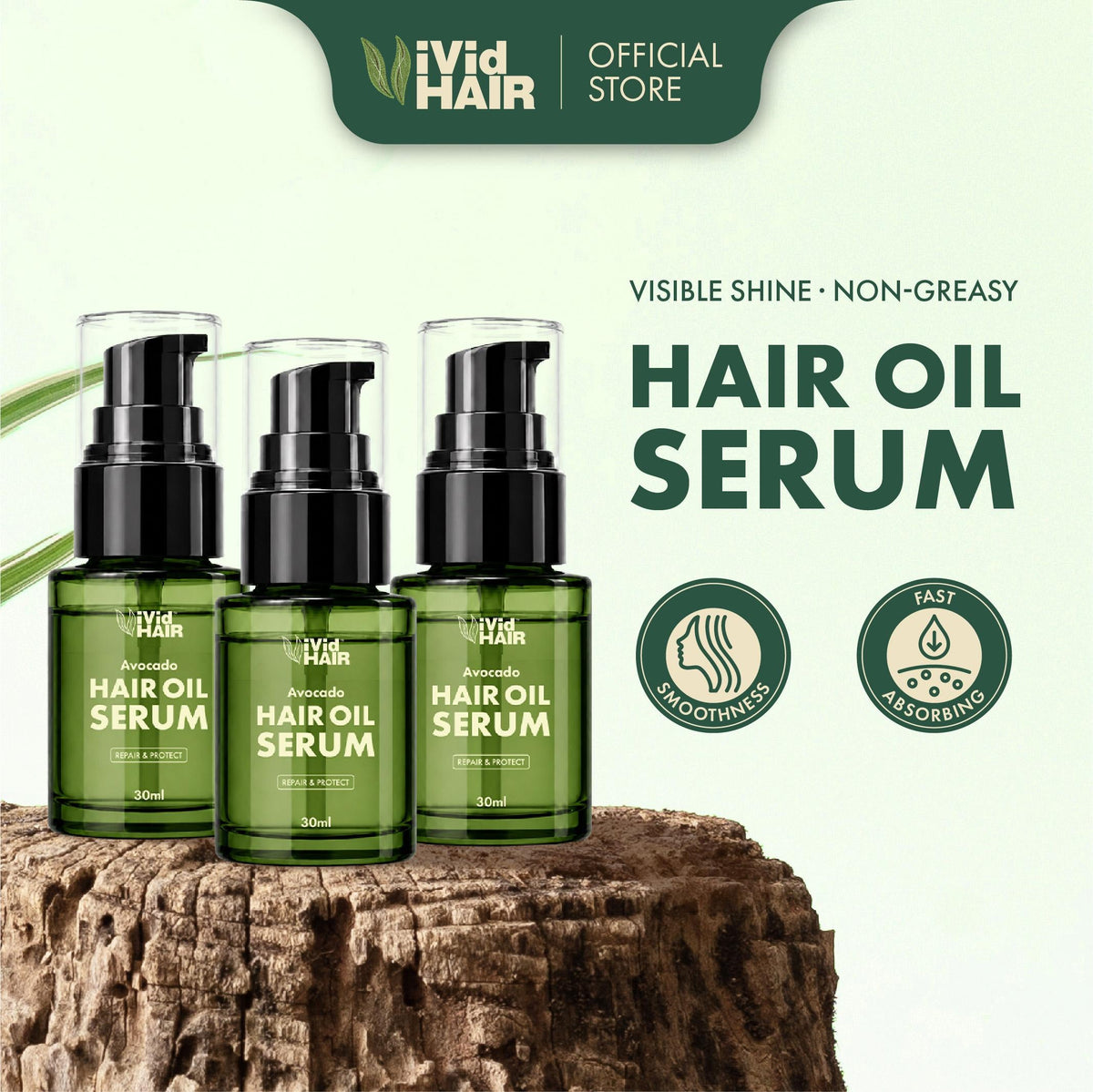 【VISIBLE SHINE】3PCS Non-Greasy Smoothness Hair Oil 30ml Fast Absorbing Avocado Serum Kilau yang Jelas Minyak Rambut Licin Tidak Berminyak Menyerap Pantas
