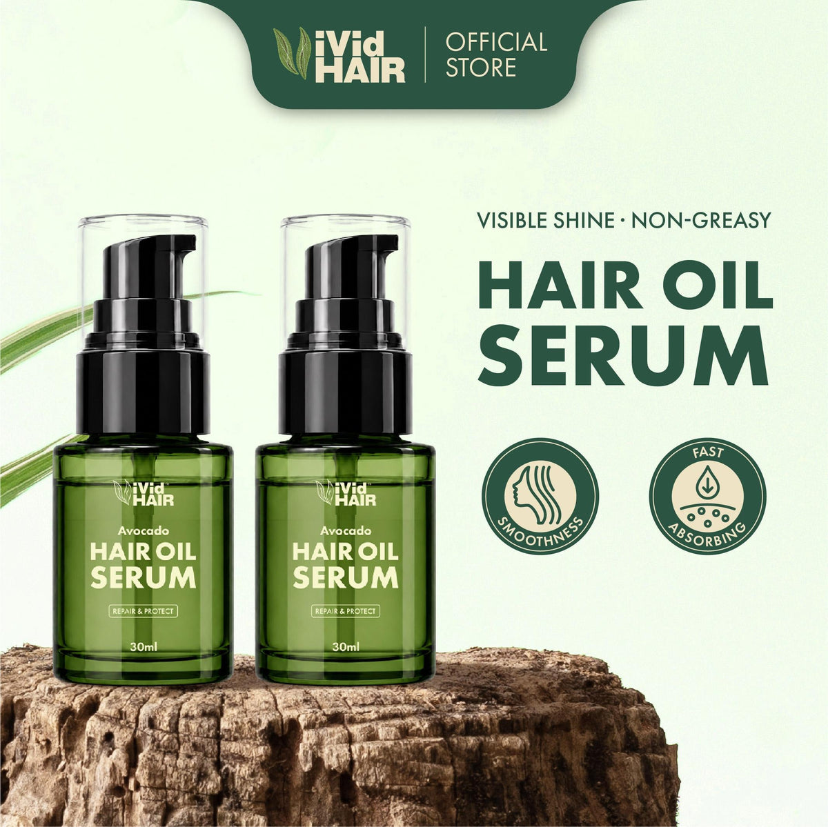 【VISIBLE SHINE】2PCS Non-Greasy Smoothness Hair Oil 30ml Fast Absorbing Avocado Serum Kilau yang Jelas Minyak Rambut Licin Tidak Berminyak Menyerap Pantas