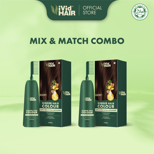 【MIX & MATCH COMBO】 HALAL Hair Colour 400ml Perwarna Rambut Halia untuk Tutup Uban - Chestnut Brown, Dark Brown, Golden Brown, Black Tea, Purple Grape, Honey Brown